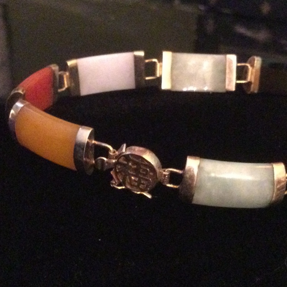 Genuine 10K Gold Colors Of Jade Bracelet - Picture 2 of 9